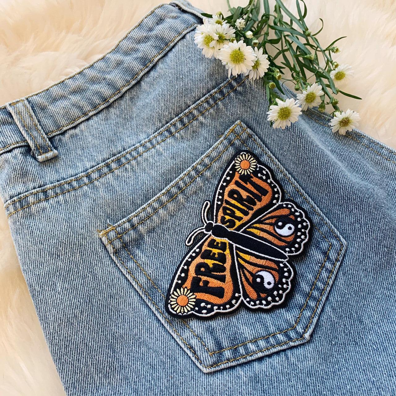 Large Free Spirit Butterfly Patch, showcasing a beautifully detailed butterfly design, representing transformation and unrestrained freedom.