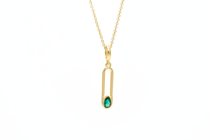 Gem Safety Pin Necklace