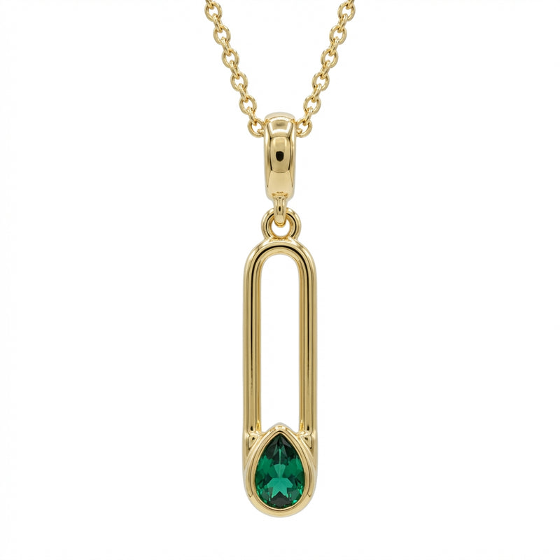 Gem Safety Pin Necklace