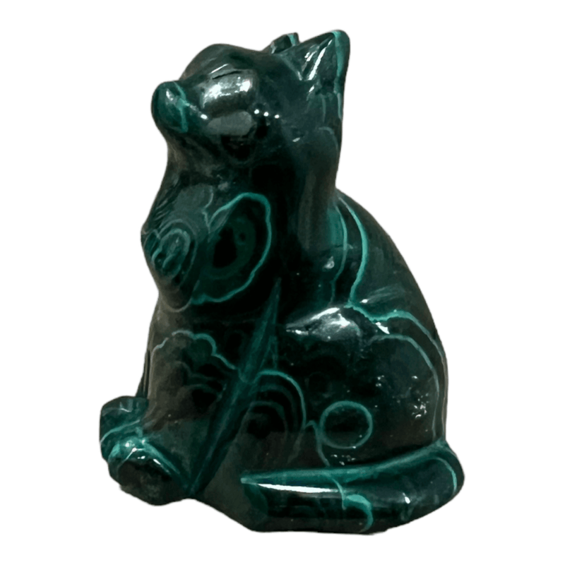 Malachite Cat Figure