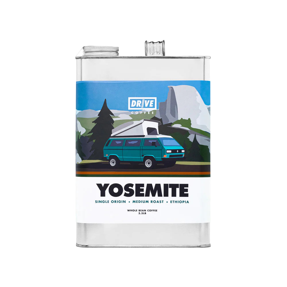 A bag of Yosemite Medium Roast, Single Origin Ethiopia Coffee Beans, capturing the rich texture and aromatic quality of the beans.