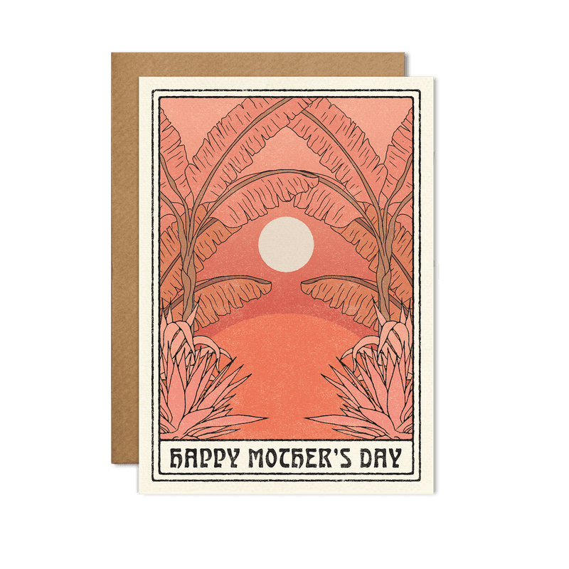 Happy Mother's Day Card with a delicate, feminine design, displayed against a soft floral backdrop.