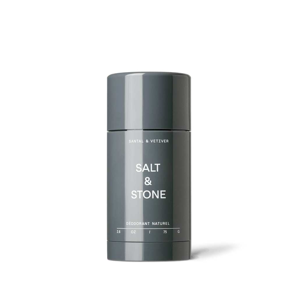 Image of Salt&Stone Natural Deodorant Gel in Santal & Vetiver, in an elegant, minimalist tube, available at Forma, set against a clean, neutral background.