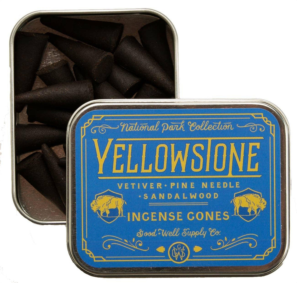 Yellowstone Incense sticks surrounded by the breathtaking landscapes of Yellowstone National Park, showcasing the product's invigorating, nature-inspired aroma.