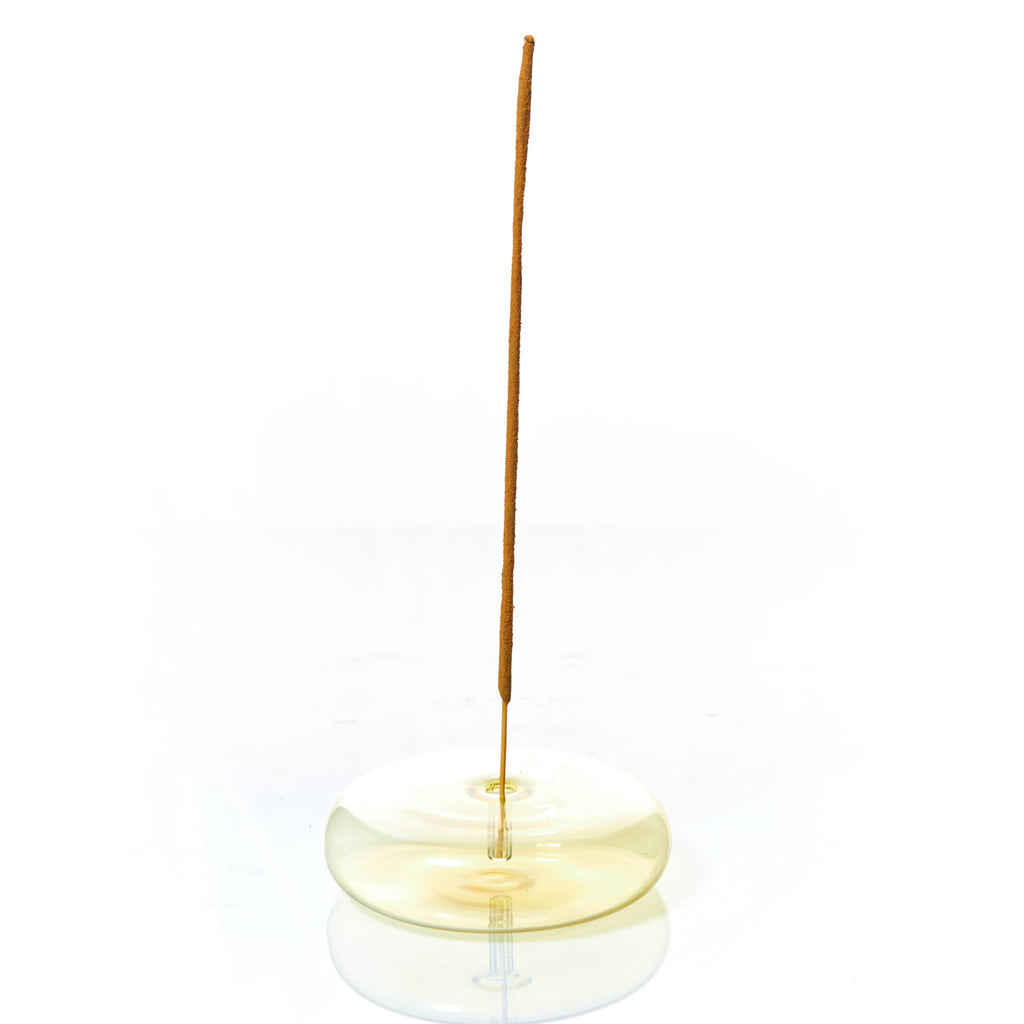 Dimple Hand Blown Glass Incense Holder - Yellow - Artful and Elegant