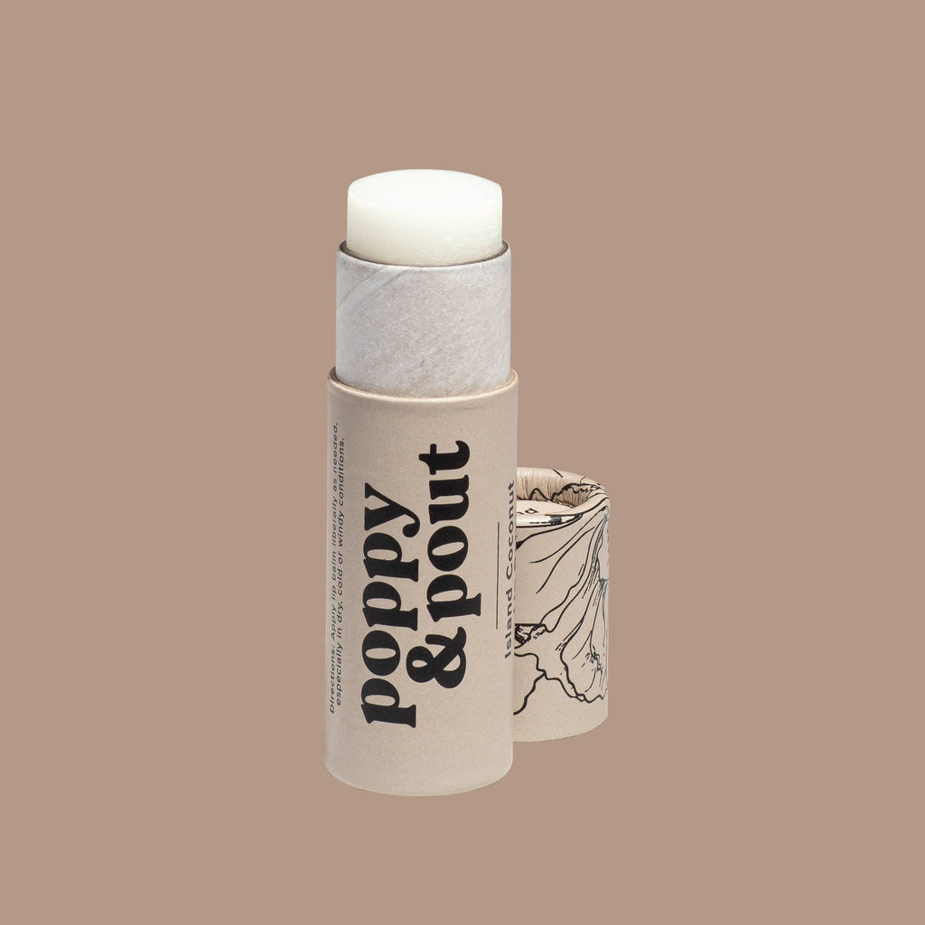 Poppy & Pout Lip Balm - Island Coconut - Organic Lip Care for Silky-Smooth and Fragrant Lips