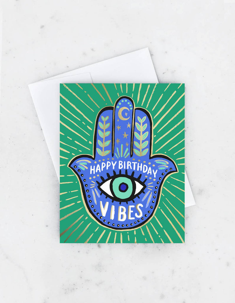 Hamsa Birthday Card - A beautifully designed card featuring the protective Hamsa symbol for a happy and blessed birthday.