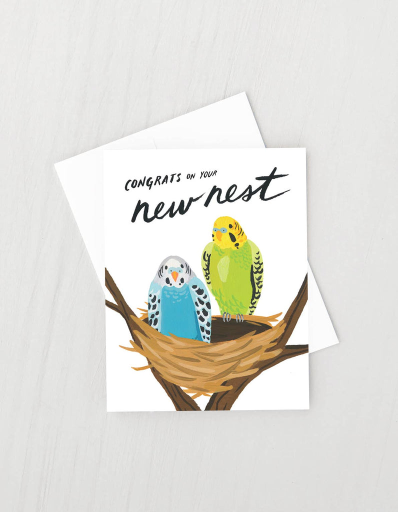 "Congrats On Your New Nest" Card - A heartwarming card with a charming nest design, perfect for new home celebrations.
