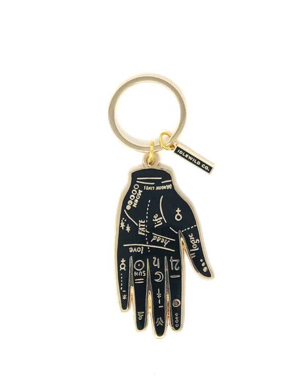 Palmistry Keychain - A durable and stylish accessory featuring an intricate palmistry hand design.
