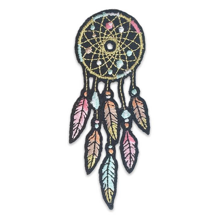 Dreamcatcher Patch, depicting a detailed woven design with hanging feathers, embodying spiritual protection and positive dreams.