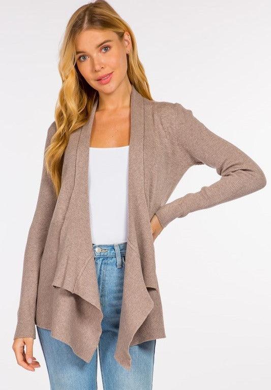 Jessica Cardigan showcasing its lightweight and soft fabric blend, ideal for adding a stylish layer to any outfit.