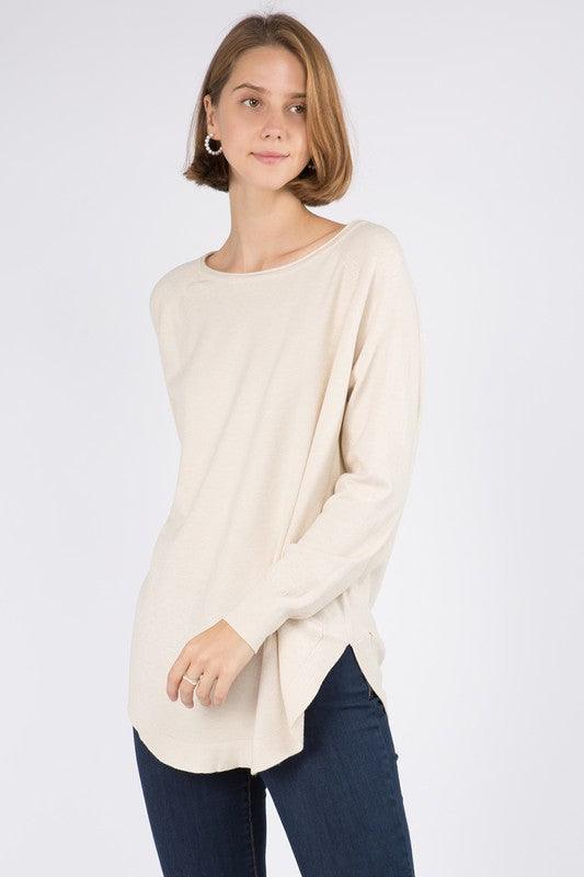 Stacy Sweater showcasing its premium fabric blend, ribbed cuffs, and flattering silhouette, perfect for a stylish and comfortable look.