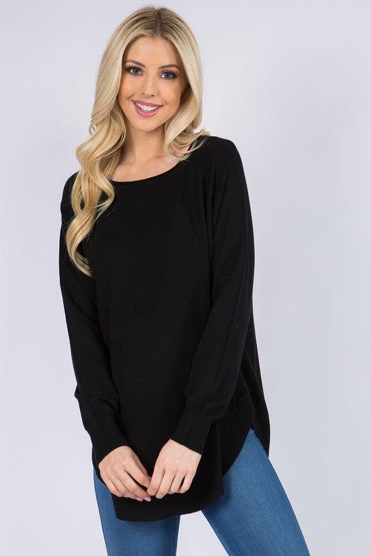 Stacy Sweater showcasing its premium fabric blend, ribbed cuffs, and flattering silhouette, perfect for a stylish and comfortable look.