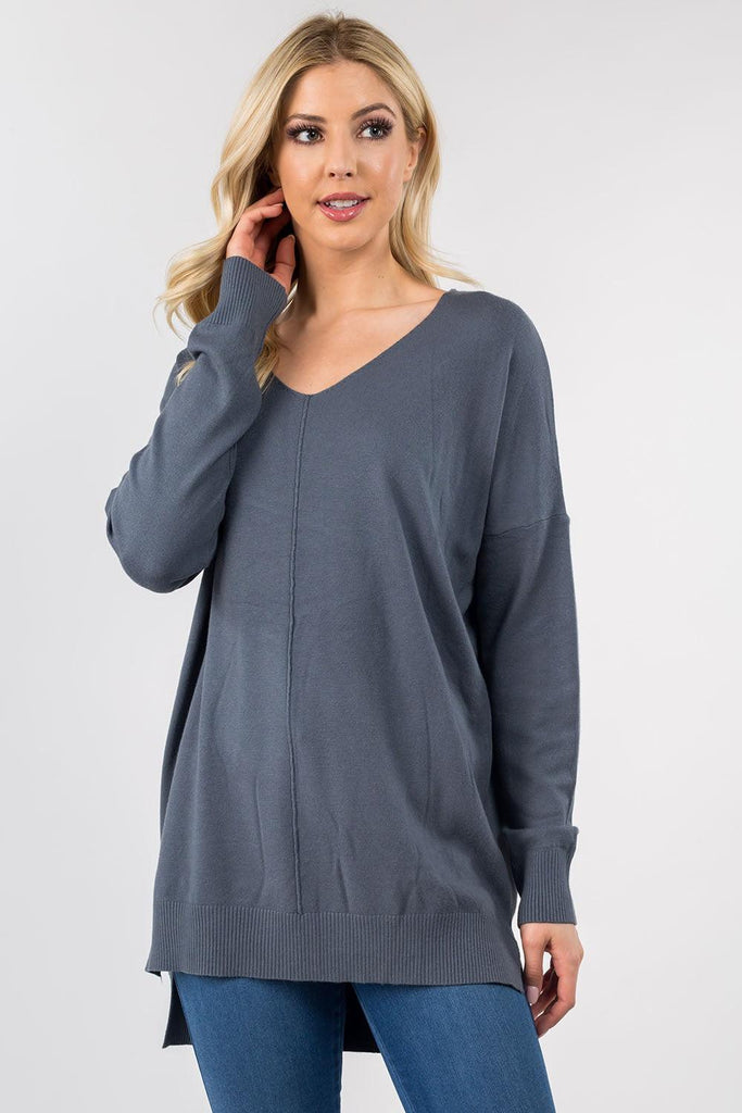 Sasha Sweater showcasing its cozy fabric blend and trendy design, perfect for a stylish and comfortable outfit.