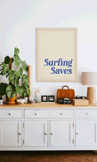 Artistic representation of a surfer riding a wave, symbolizing the transformative and healing power of surfing.