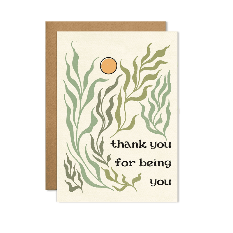 "Thank You for Being You" Card with a warm and sincere design, displayed against a soft, neutral background.