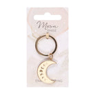 Moon phase crescent enamel keyring with gold-tone details.