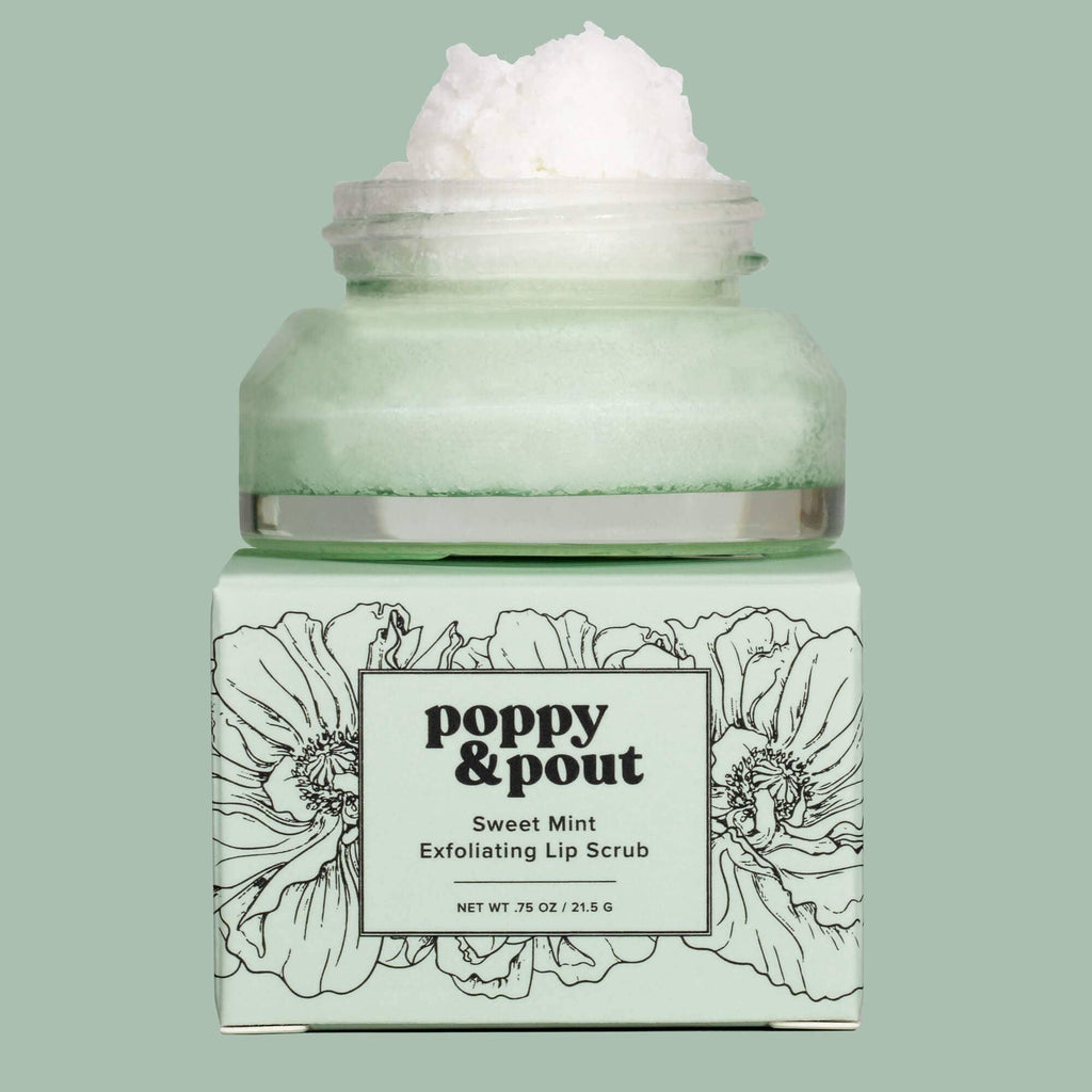 Poppy & Pout Lip Scrub - Sweet Mint - Organic Lip Care for Smooth and Invigorated Lips