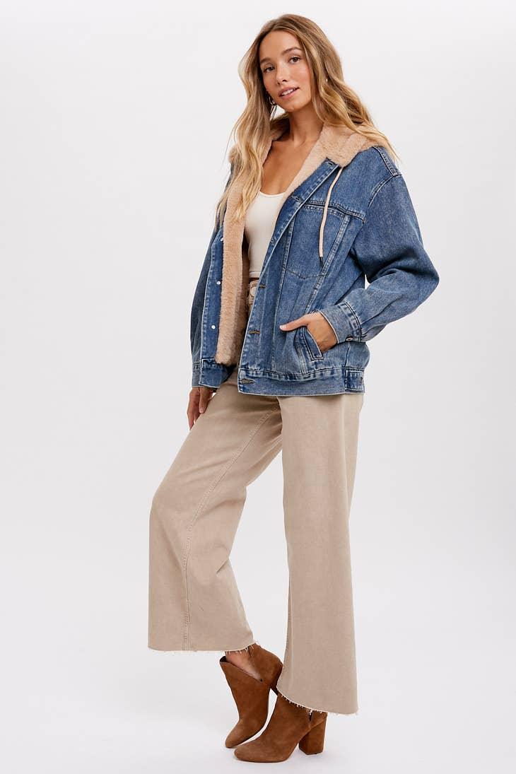 Fur Denim Jacket - A stylish blend of faux fur and classic denim, perfect for embracing warmth and timeless chic.