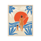 Art print showcasing a surfer mom and child, symbolizing their deep bond and shared passion for the waves.