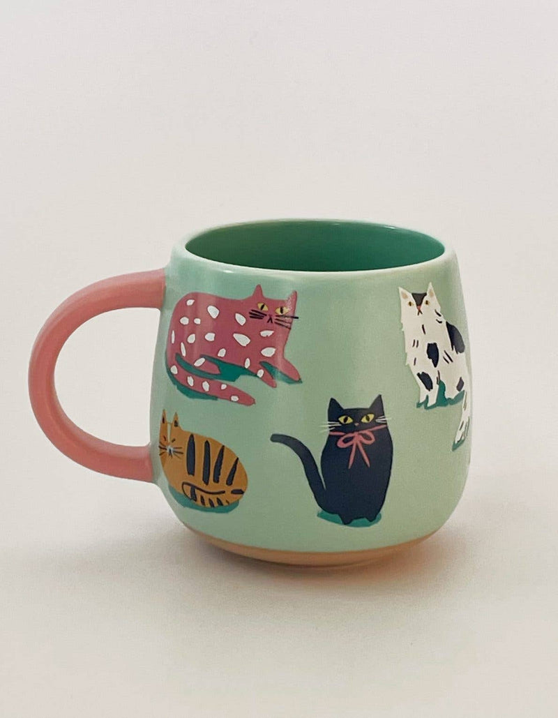FORMA Ceramic Cats Mug - Whimsical cat illustrations for charming coffee moments.