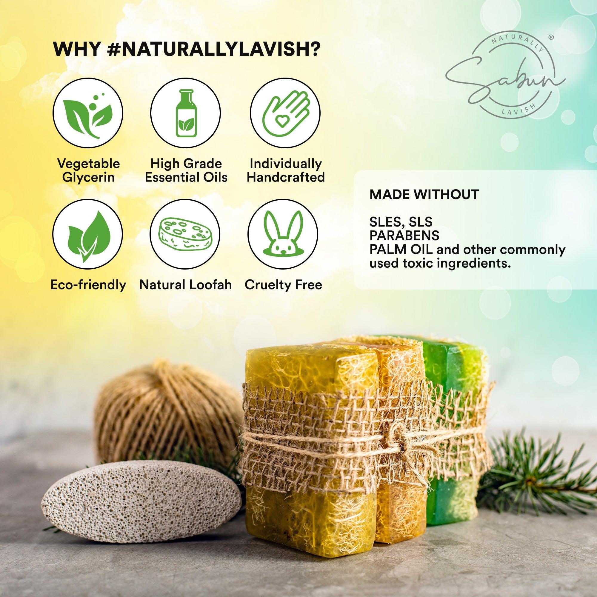 Lemon-scented Natural Handmade Loofah Soap Bar, perfect for refreshing exfoliation.