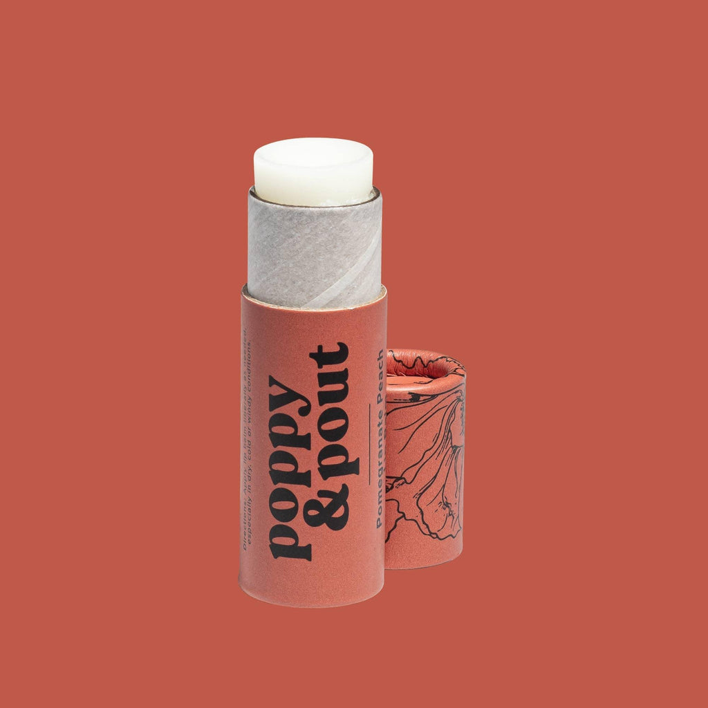 Poppy & Pout Lip Balm - Pomegranate Peach - Organic Lip Care for Soft and Sweet Lips