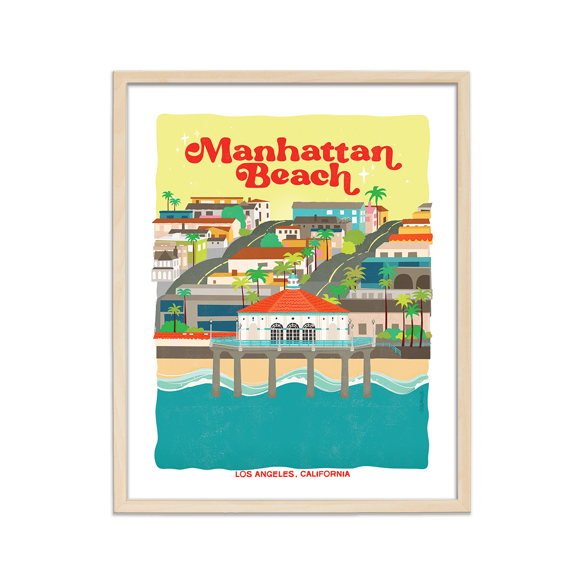 Manhattan Beach Print showcasing the urban charm and energy of this iconic cityscape.
