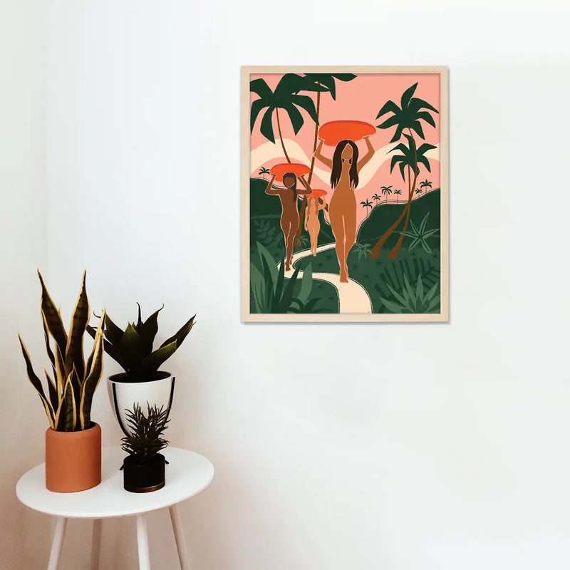Artistic print showcasing a sprawling wilderness, capturing the essence of raw nature and the allure of exploration.