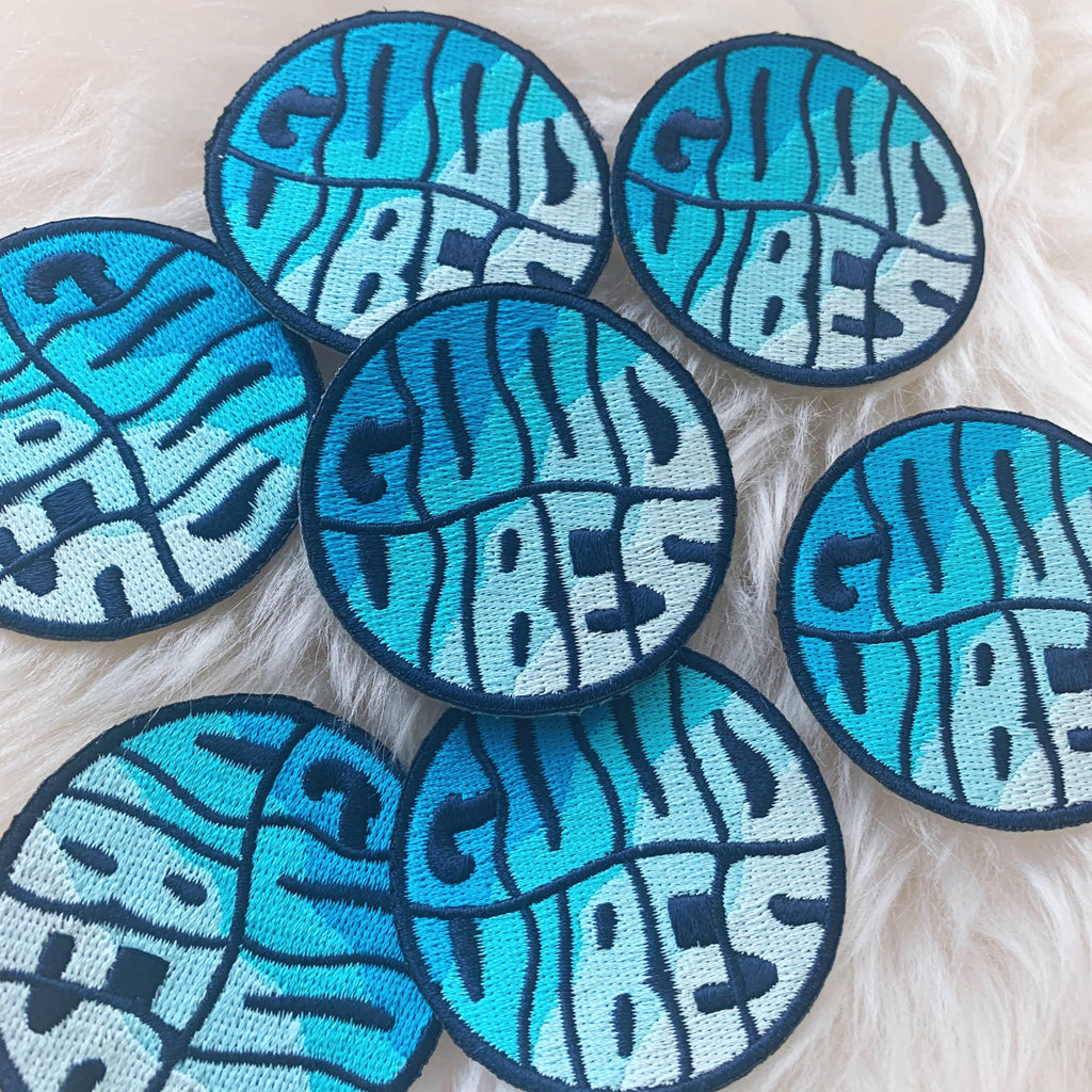Good Vibes Patch, featuring a lively design and the uplifting message of positivity and optimism.