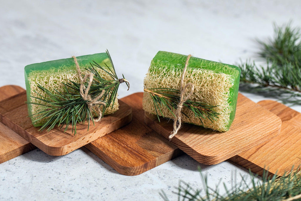 Lone Pine Peak Loofah Soap, capturing the rejuvenating scent of pine forests in an exfoliating soap bar.