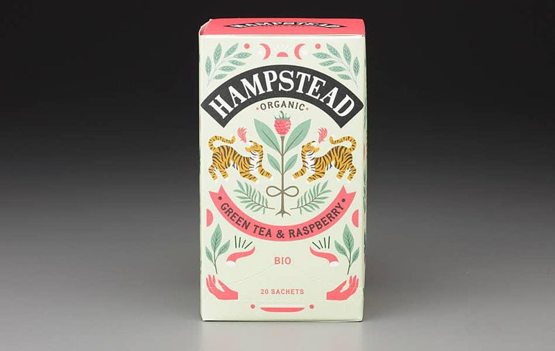 Hampstead Organic Green Tea & Raspberry, blending the refined notes of Darjeeling Green Tea with the succulence of wild raspberries.
