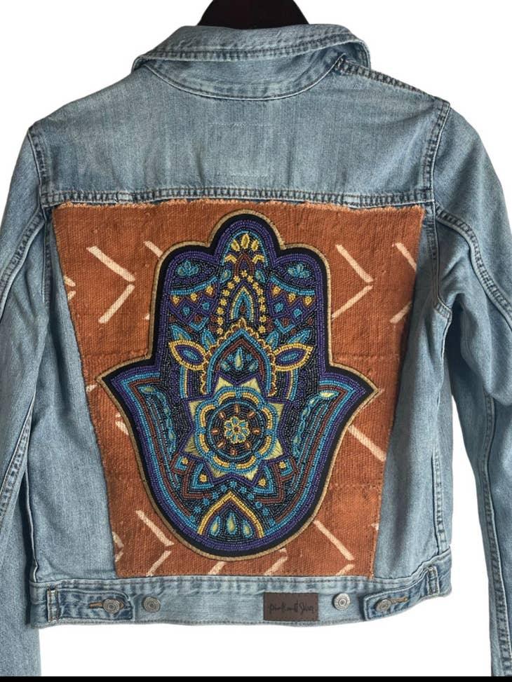 Hand Beaded Hamsa Levi's Jacket - Meticulously crafted with intricate Hamsa beadwork. Elevate your style with this meaningful and stylish Levi's jacket.