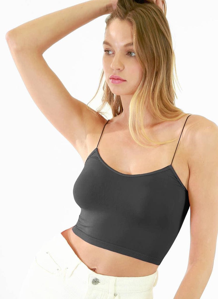 Skinny Strap Crop Top - Contemporary style with slender straps and a cropped silhouette. Comfortable stretch fabric for a flattering fit. Elevate your look with this trendy crop top.