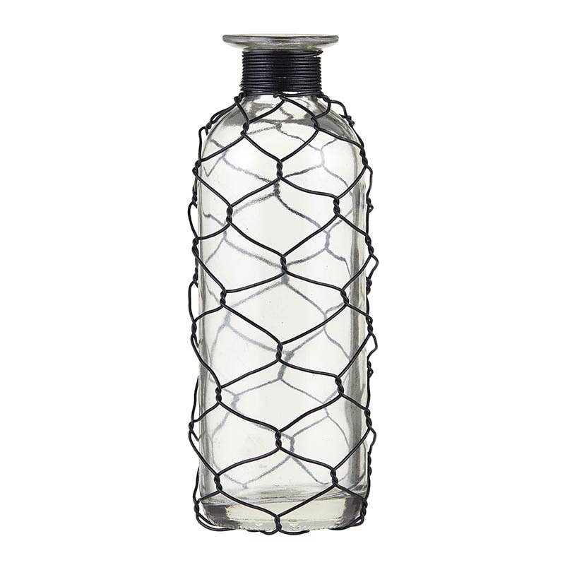 Small Glass Vase with Wire - Elegant Home Decor Accent