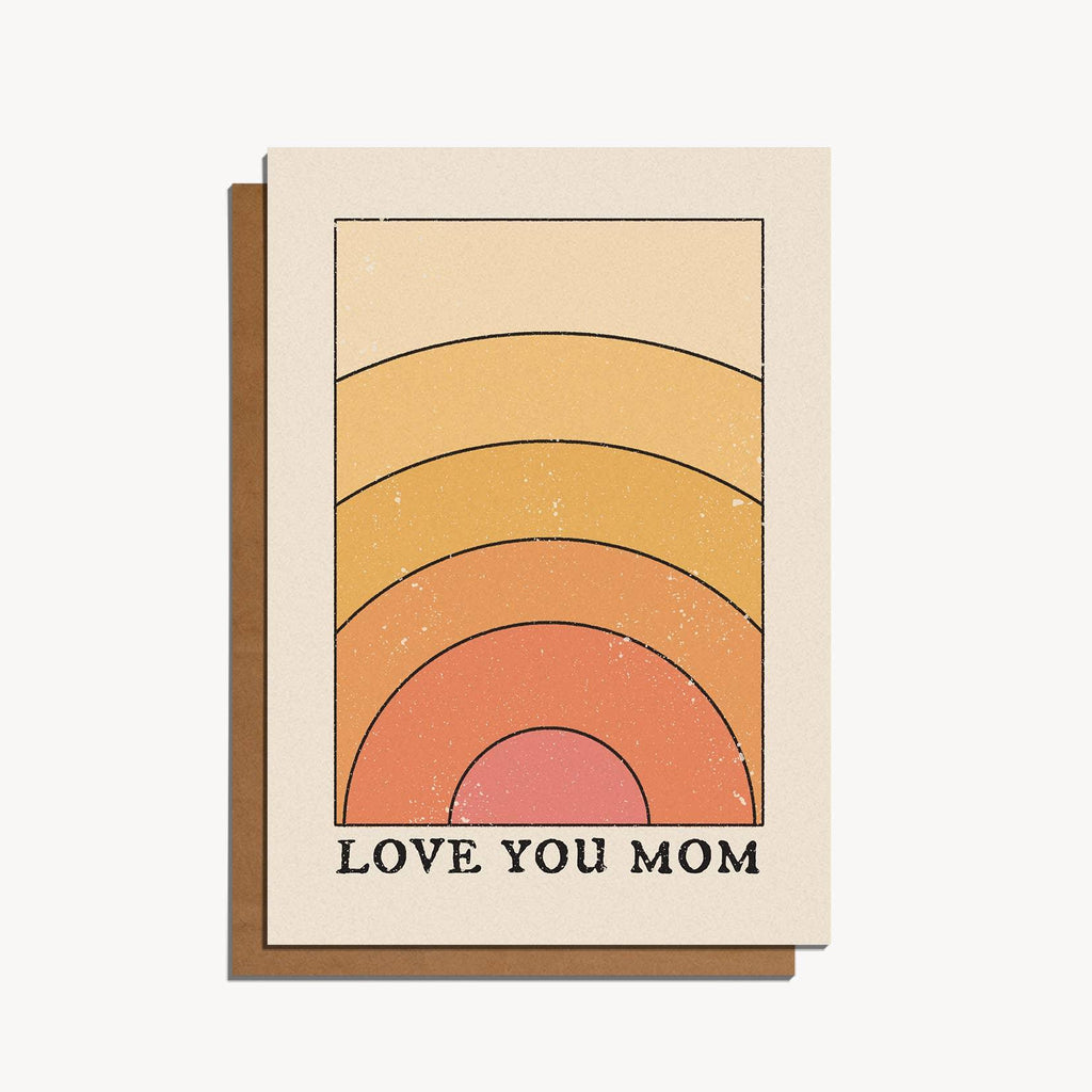 "Love You Mom" Card with a heartwarming, elegant design displayed against a soft, floral backdrop.