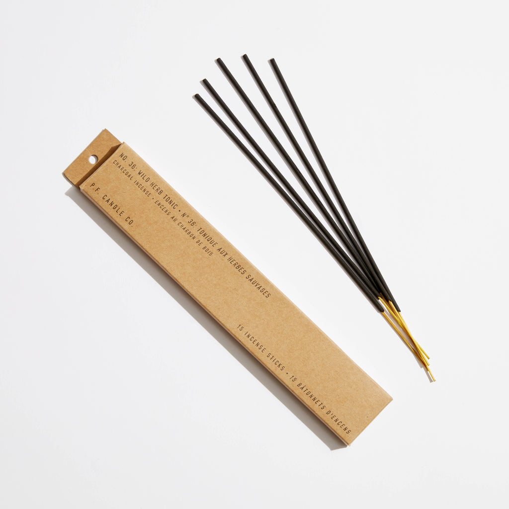 P.F. Candle Wild Herb Tonic Incense - Hand-dipped incense sticks with the refreshing and herbal fragrance of wild herbs.