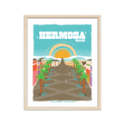 Picturesque print of Hermosa Beach's tranquil shoreline and iconic pier, echoing Southern California's beach charm.