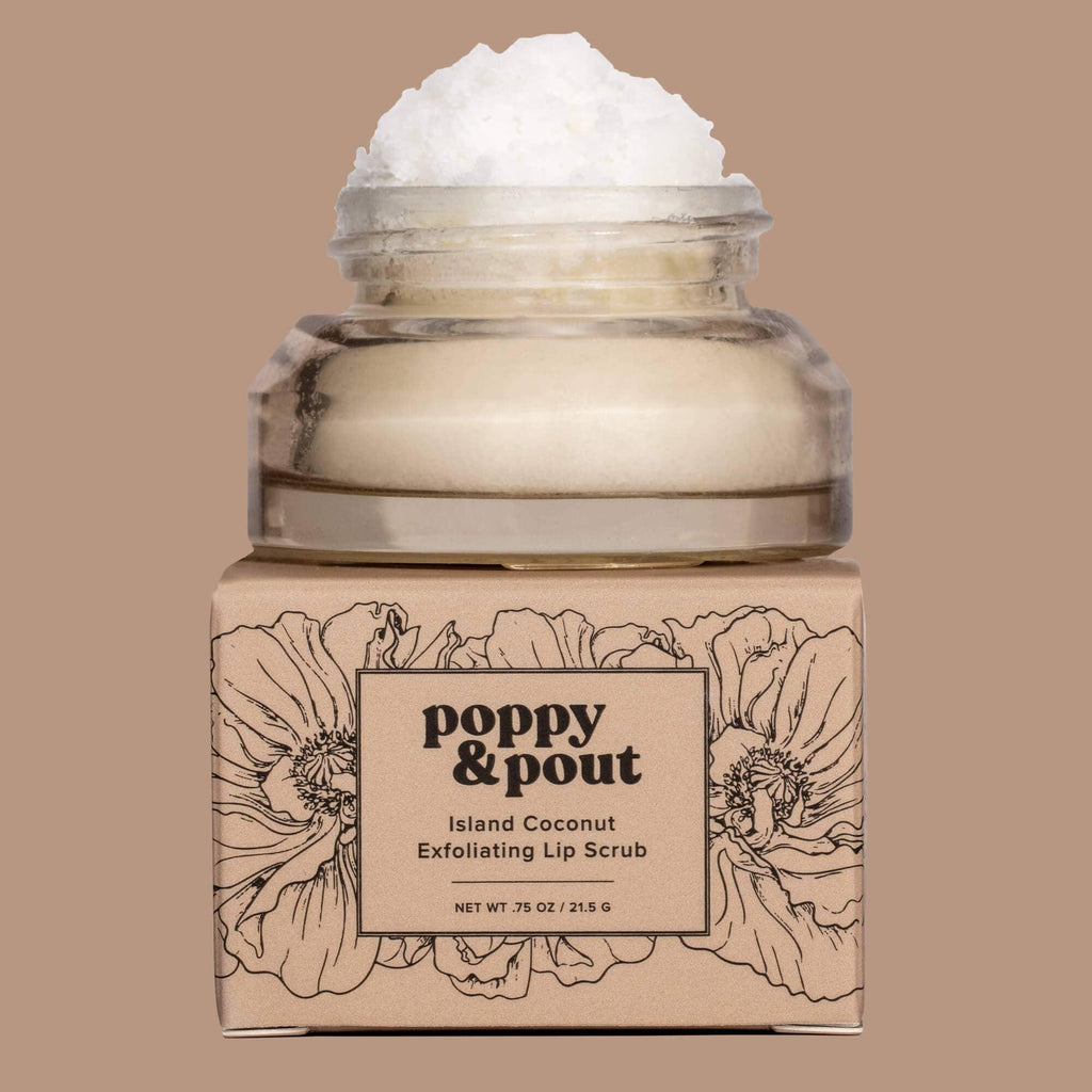 Poppy & Pout Lip Scrub - Island Coconut - Organic Lip Care for Smooth and Nourished Lips