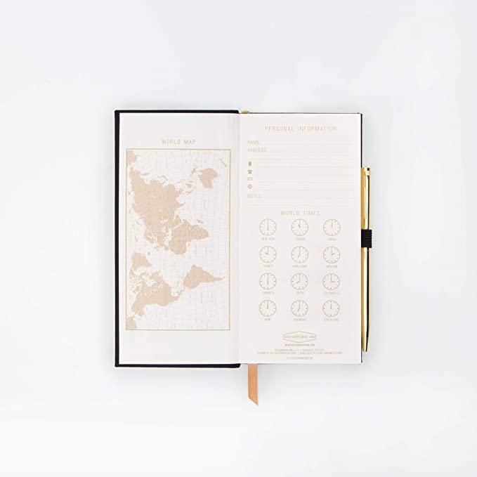 Image showcasing the 'Deep Dark Secrets Notebook', featuring an elegant, dark cover.