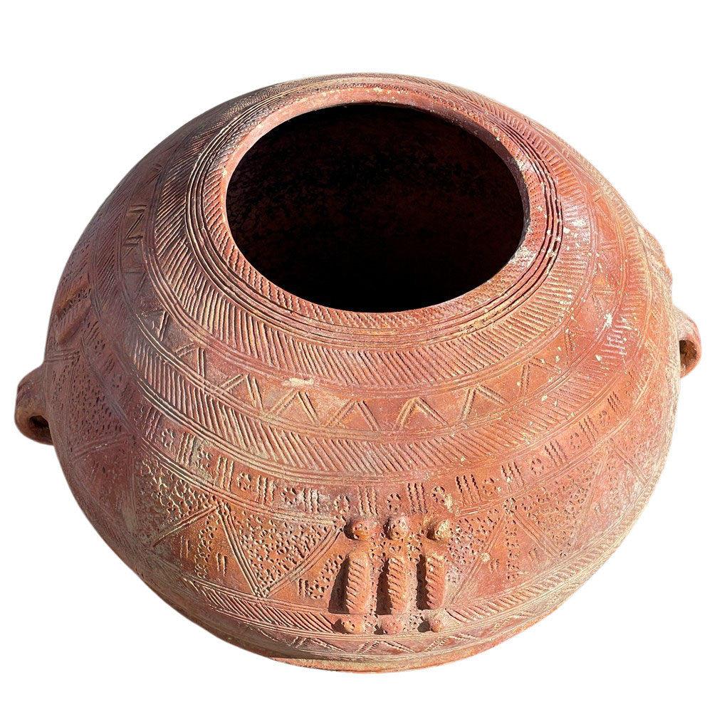 African Terracotta Jar, handcrafted, showcasing the rustic beauty of traditional African pottery.