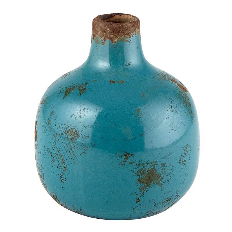 Teal Ceramic Mini Vase - Petite and vibrant home decor accent, perfect for flowers or standalone display.