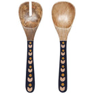 Superbloom Mango Wood Server Utensil Set - Floral motif mango wood serving utensils, perfect for enhancing any dining experience.