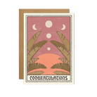 Celestial-themed Congratulations Card showing a beautiful, detailed moon illustration on a dark starry background.