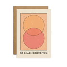 "So Glad I Found You" Card featuring a heartfelt design with a warm color palette, displayed against a soft, romantic backdrop.