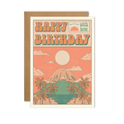 Happy Birthday Card featuring a vibrant, festive design with birthday-themed illustrations, presented against a confetti-strewn backdrop.