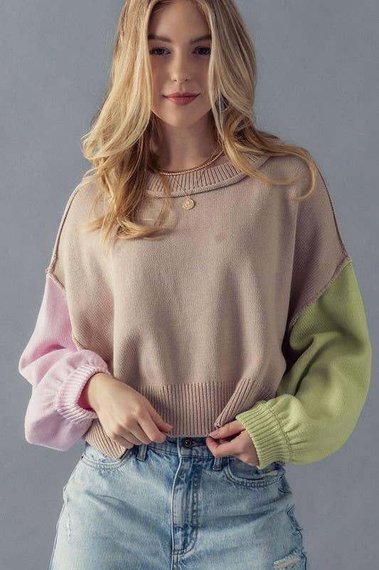 Two-Tone Sweater - Chic knit with a stylish two-tone design for a contemporary and cozy look.