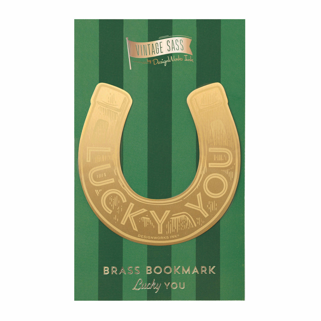 Metal Bookmark - Lucky You: Brass bookmark with horse shoe design, epitome of elegance and luck.