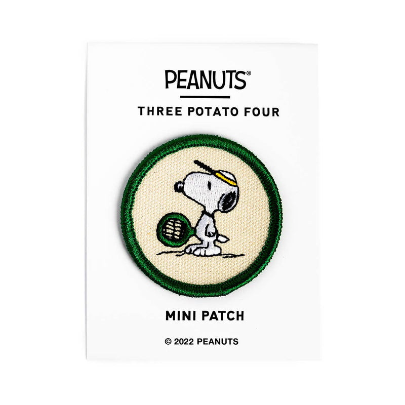 Peanuts® Snoopy Tennis Mini Patch featuring Snoopy holding a tennis racket.