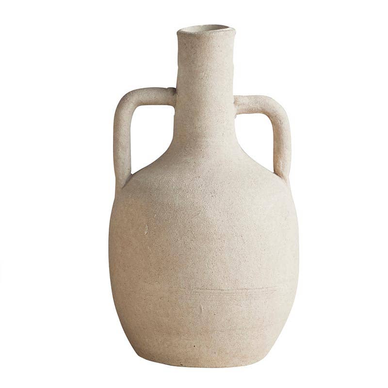 Cream Terracotta Vase - Elegant home decor accent in neutral tones, ideal for flowers or standalone display.